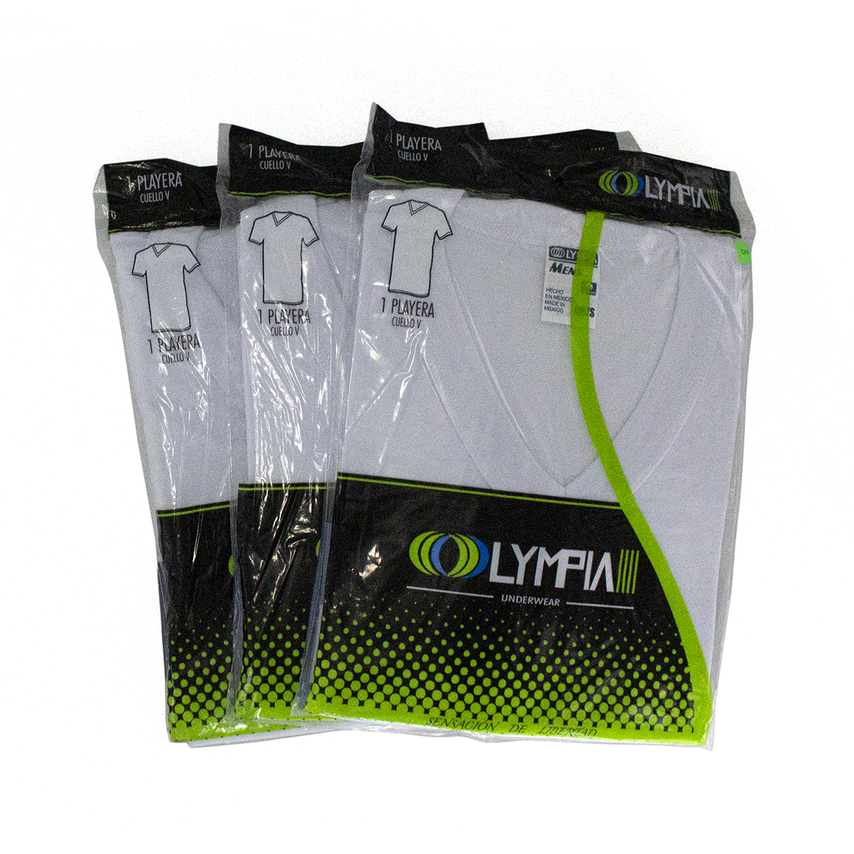 Playera Olympia Cab. Mod 5020 MC CV Bco Paq