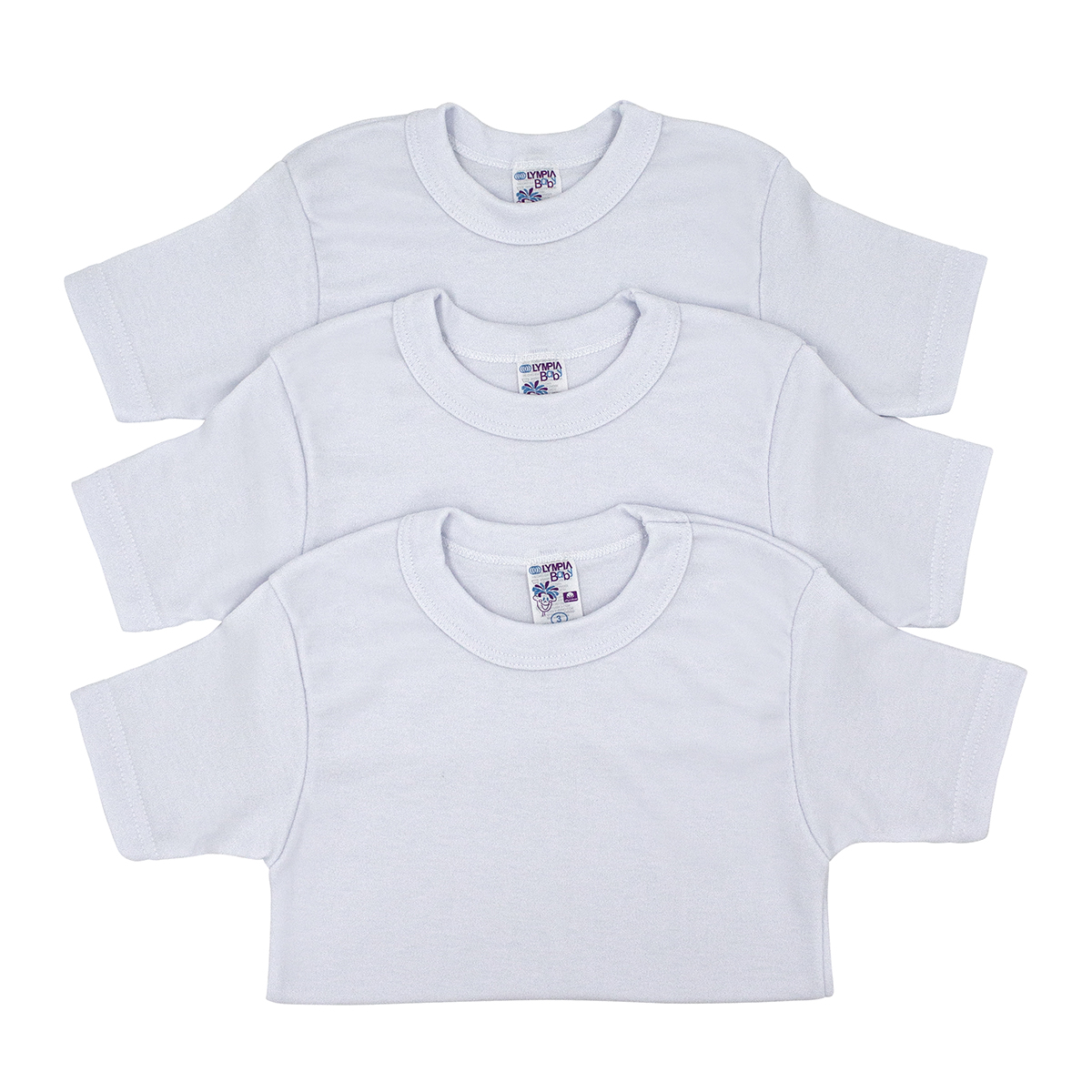 Playera Olympia niño Mod 500 MC Bco paq3